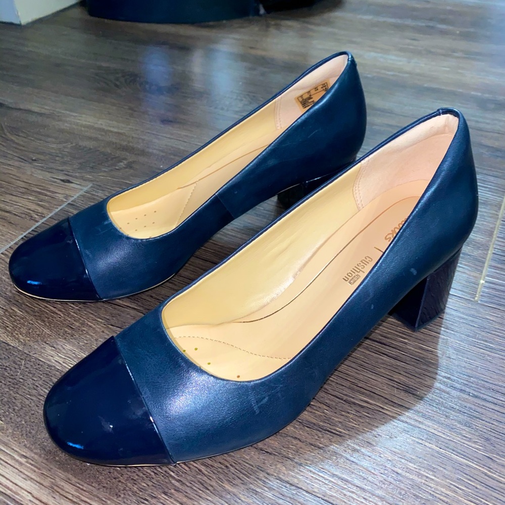 Clark’s navy blue heels